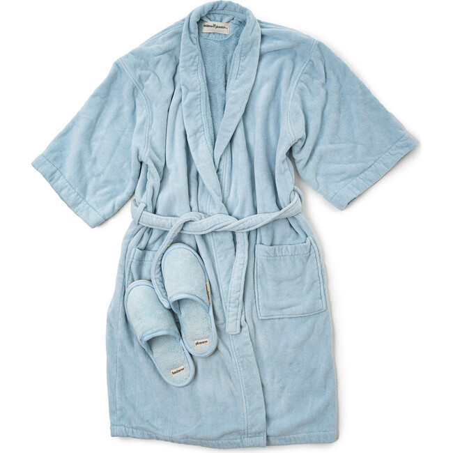 Luxury Robe & Slipper Set, Vintage Blue