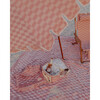 Premium Beach Umbrella, Vintage Pink Checker - Outdoor Home - 5