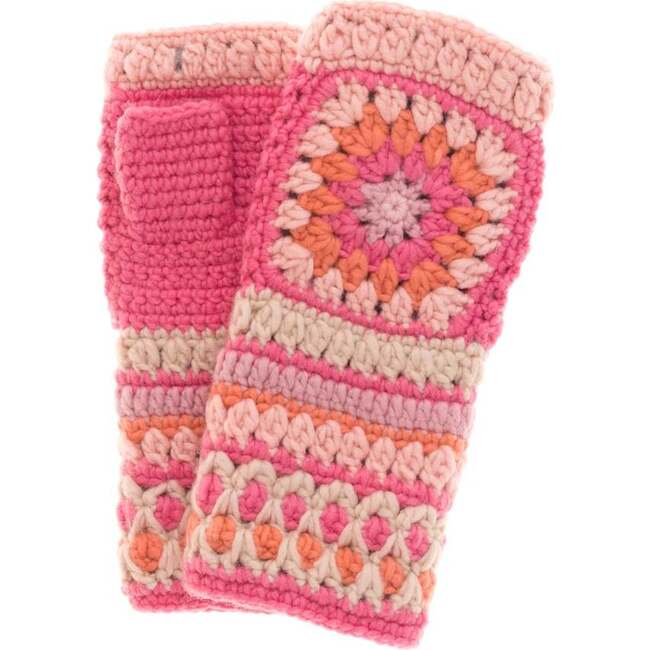 Women's Woodstock Crochet Handwarmer, Pink