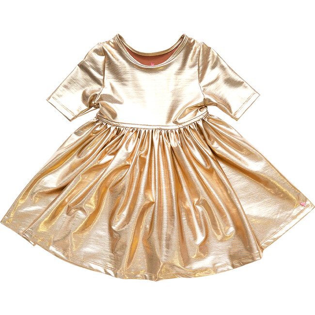 Steph Dress, Gold Lamé