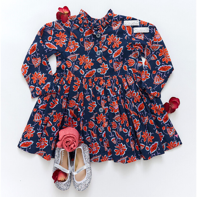 Autumn Dress, Blue Stem Floral - Dresses - 6