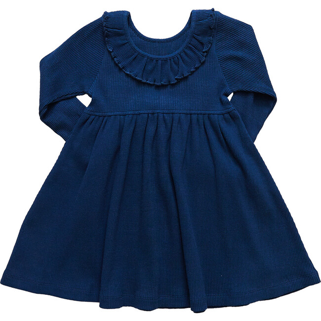 Organic Princess Diana Rib Dress, Navy - Dresses - 3