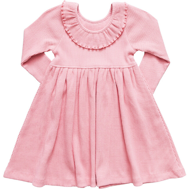 Organic Princess Diana Rib Dress, Apricot - Dresses - 3