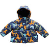 Kids Pete Puffer, Navy T-Rex - Jackets - 1 - thumbnail