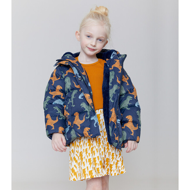 Kids Pete Puffer, Navy T-Rex - Jackets - 3