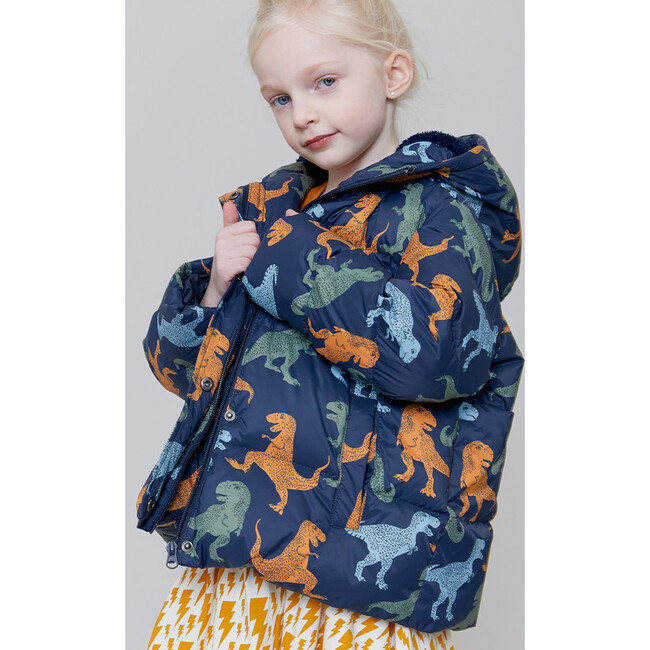 Kids Pete Puffer, Navy T-Rex - Jackets - 5