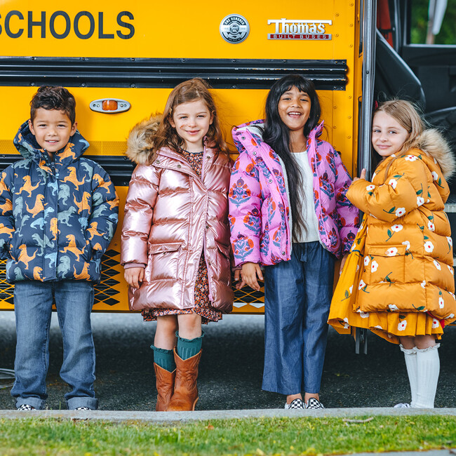 Kids Pete Puffer, Navy T-Rex - Jackets - 7