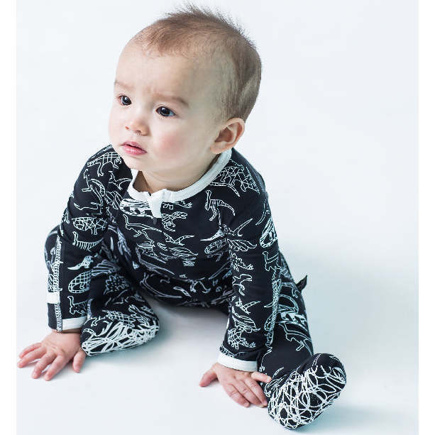 Midnight Dino Bamboo Footed Sleeper - Pajamas - 3