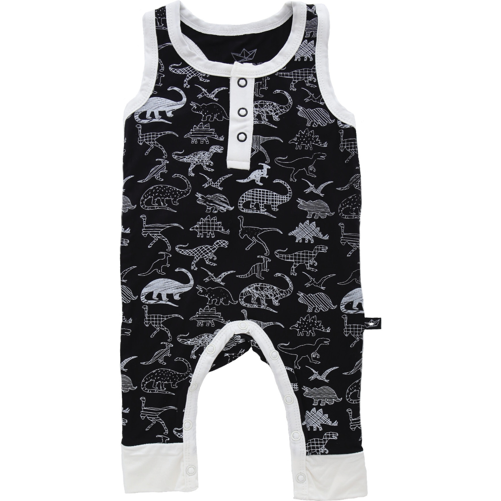 Midnight Dino Bamboo Tank Romper - Rompers - 1