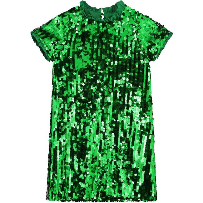 Coco Sequin Girls Party Dress, Emerald Green - Dresses - 1