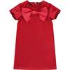 Coco Bow Velvet Girls Party Dress, Red - Dresses - 1 - thumbnail