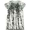 Coco Sequin Girls Party Dress, Silver - Dresses - 1 - thumbnail