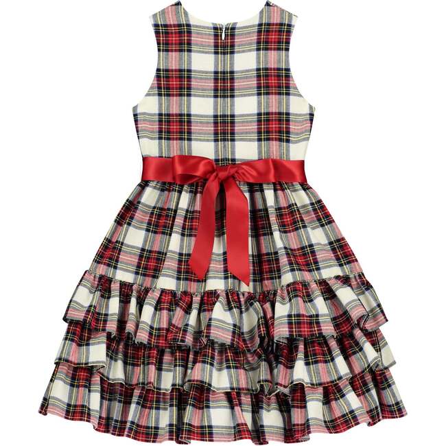 Arabella Frill Plaid Tartan Girls Party Dress, White - Dresses - 3