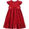 Poppy Smocked Velvet Girls Party Dress, Red - Dresses - 1 - thumbnail