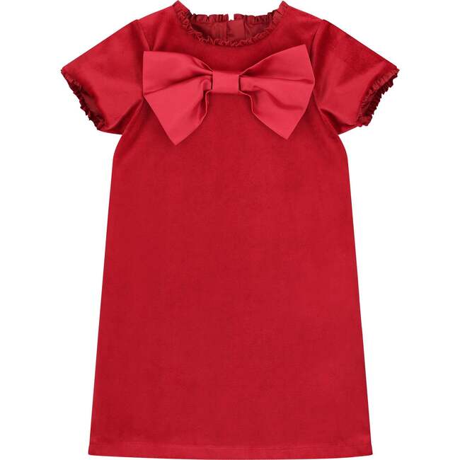 Coco Bow Velvet Baby Party Dress, Red