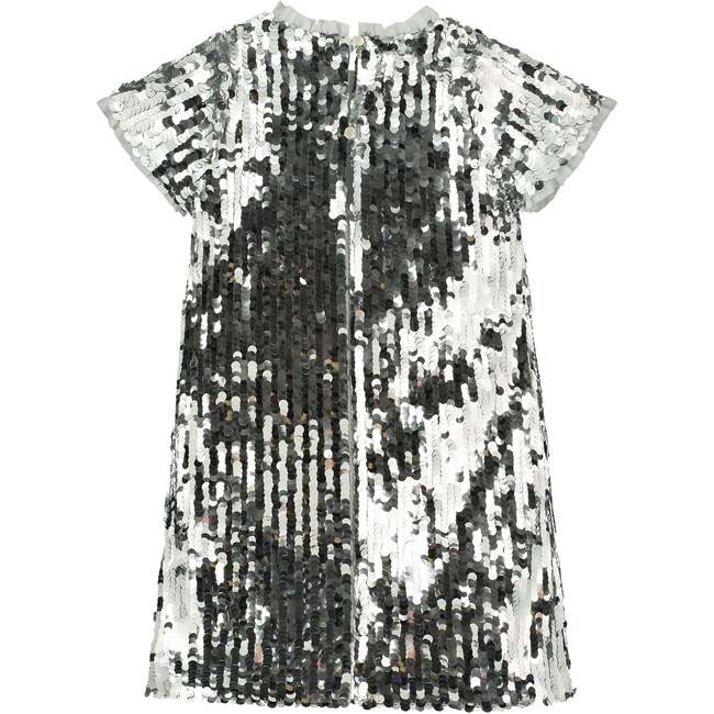 Coco Sequin Girls Party Dress, Silver - Dresses - 3