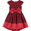 Florence Plaid Tartan Girls Party Dress, Red - Dresses - 1 - thumbnail