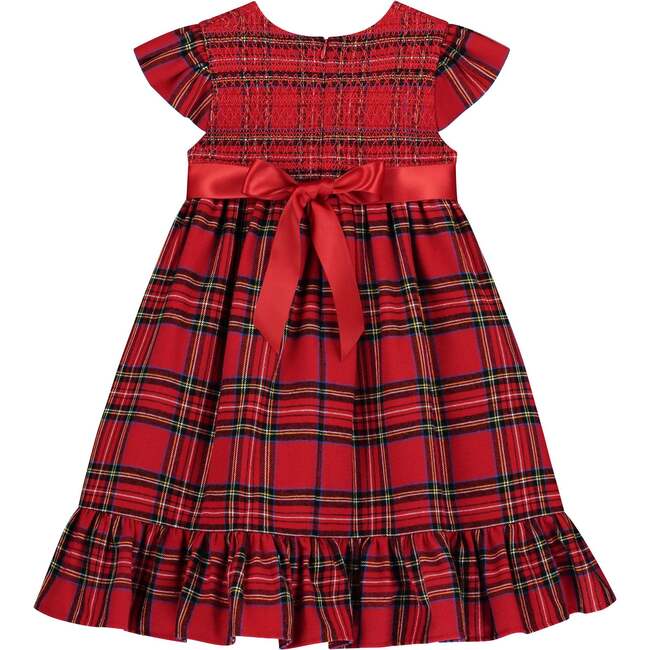 Poppy Smocked Plaid Tartan Baby Party Dress, Red