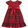 Poppy Smocked Plaid Tartan Baby Party Dress, Red - Dresses - 2 - thumbnail