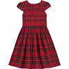 Bonnie Smocked Plaid Tartan Girls Party Dress, Red - Dresses - 1 - thumbnail