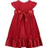 Poppy Smocked Velvet Girls Party Dress, Red - Dresses - 3