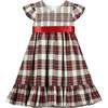 Poppy Smocked Plaid Tartan Girls Party Dress, White - Dresses - 1 - thumbnail