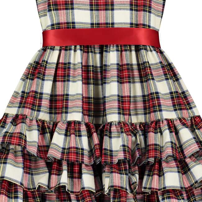 Arabella Frill Plaid Tartan Baby Party Dress, White - Dresses - 4