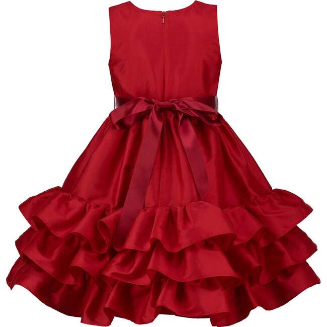 Arabella Frill Satin Girls Party Dress, Red
