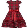 Arabella Frill Plaid Tartan Girls Party Dress, Red - Dresses - 3 - thumbnail