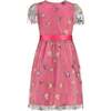 Aster Sequin Star Tulle Girls Party Dress, Pink - Dresses - 3