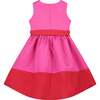 Florence Bow Satin Baby Party Dress, Pink & Red - Dresses - 2 - thumbnail