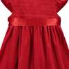 Poppy Smocked Velvet Girls Party Dress, Red - Dresses - 4