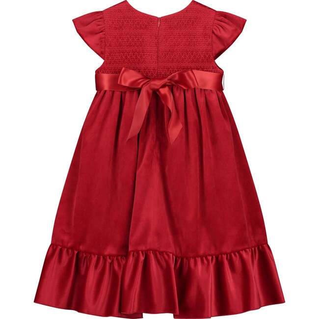 Poppy Smocked Velvet Baby Party Dress, Red - Dresses - 2