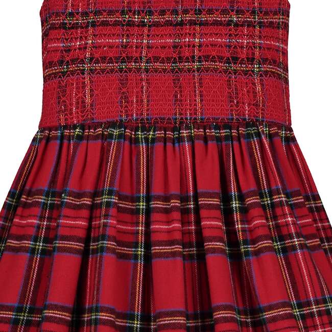 Bonnie Smocked Plaid Tartan Girls Party Dress, Red - Dresses - 4