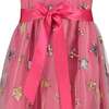 Aster Sequin Star Tulle Girls Party Dress, Pink - Dresses - 4 - thumbnail