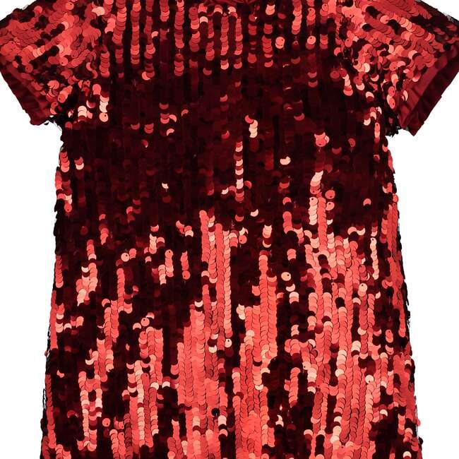 Coco Sequin Girls Party Dress, Red - Dresses - 4