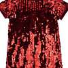 Coco Sequin Girls Party Dress, Red - Dresses - 4