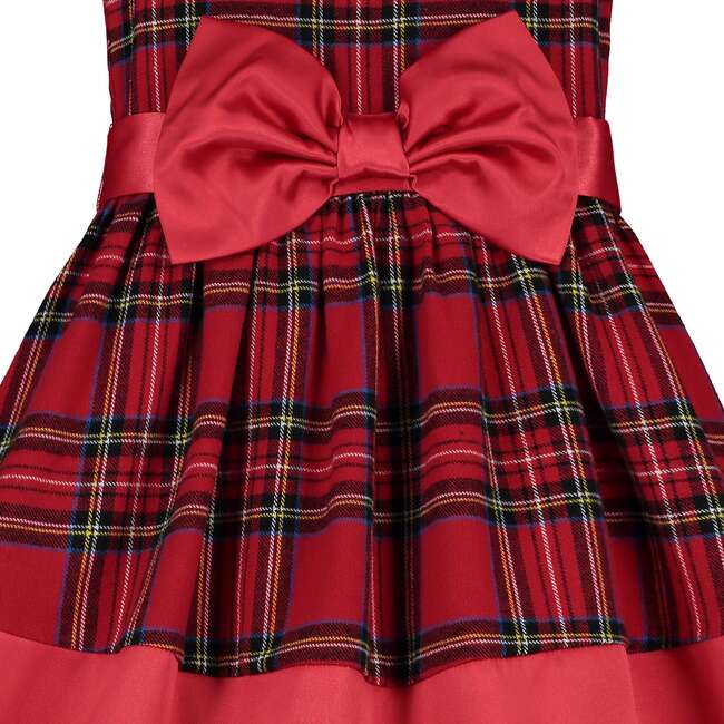 Florence Plaid Tartan Girls Party Dress, Red - Dresses - 4