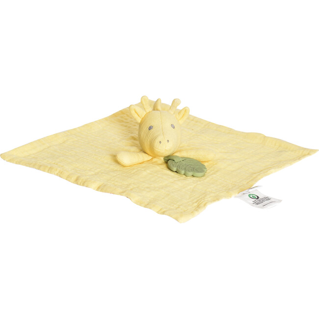 Giraffe Natural Rubber Teether, Rattle & Bath Toy & Giraffe Comforter with Leaf Teether (Both Organic) - Soft Dolls - 3