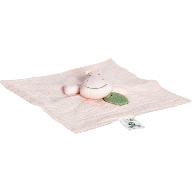 Hippo Natural Rubber Teether, Rattle & Bath Toy & Hippo Comforter with Leaf Teether (Both Organic) - Soft Dolls - 3