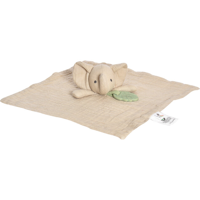 Elephant Natural Rubber Teether, Rattle & Bath Toy & Elephant Comforter with Leaf Teether (Both Organic) - Soft Dolls - 3