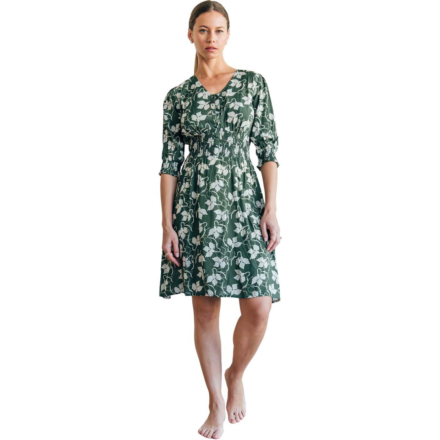 Women's The Mila Midi, Green Painting - Dresses - 1