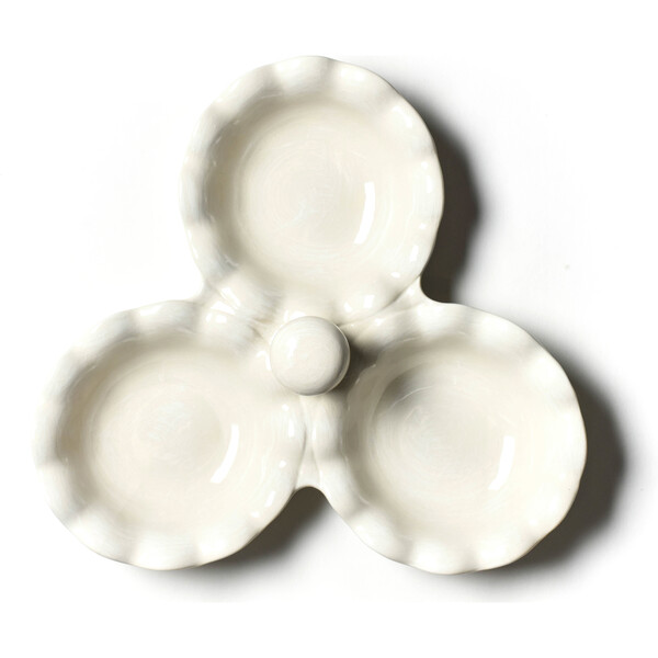 Signature White Ruffle Three Bowl Server - Coton Colors Tableware | Maisonette