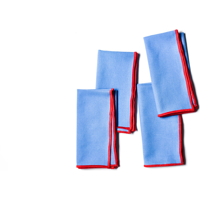 Color Block French Blue and Red Napkin, Set of 4 - Tabletop - 1