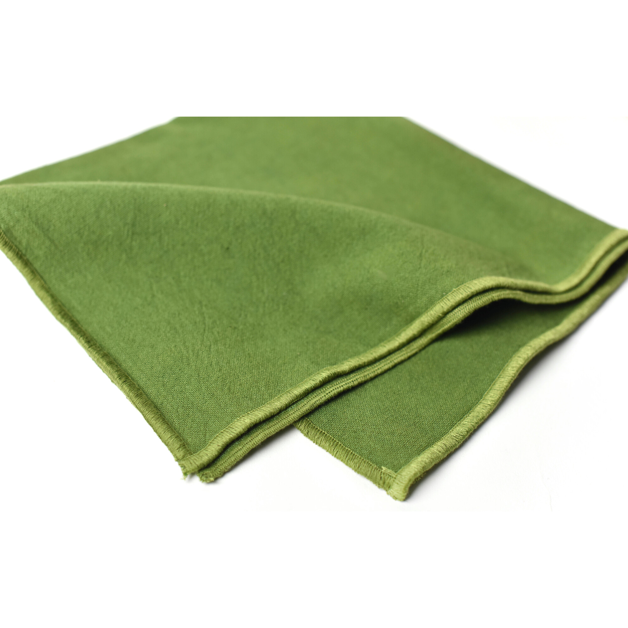 Color Block Olive Linen Napkin Set