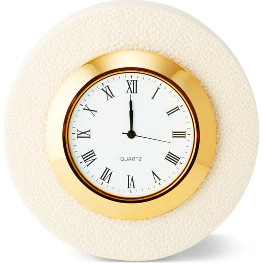Shagreen Desk Clock, Cream - Accents - 1