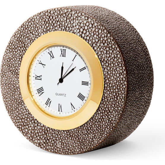 Shagreen Desk Clock, Chocolate - Accents - 2