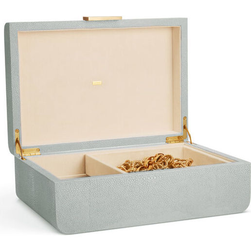 Modern Shagreen Large Jewelry Box, Mist