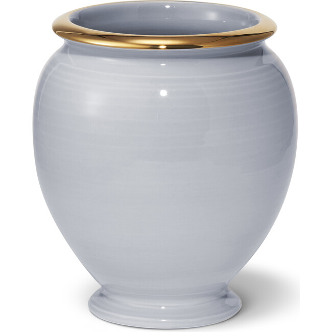 Siena Medium Ceramic Vase, Blue Haze and Gold