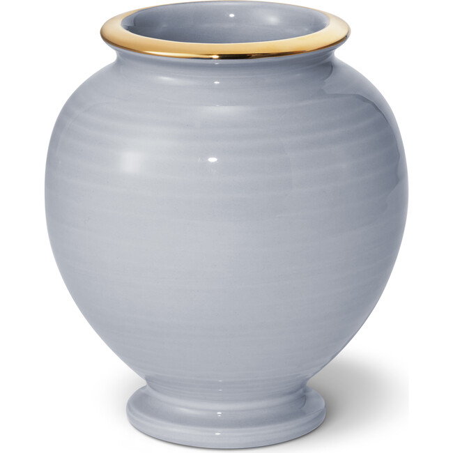 Siena Small Ceramic Vase, Blue Haze and Gold